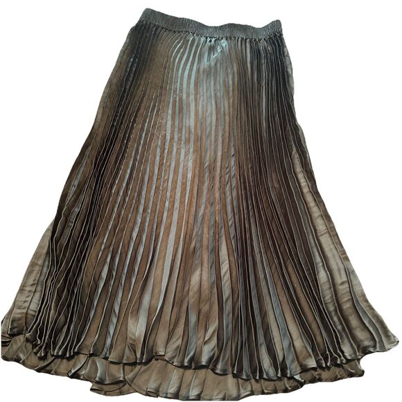 Banana Republica Sz Medium Black Midi Pleated Fairy Goth Dark Grunge Punk Skirt - Picture 2 of 7